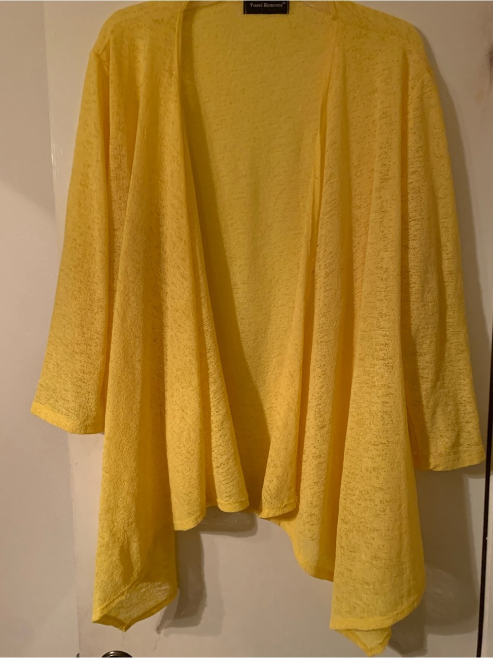 Women's Open Front Yellow Lightweight Cardigan